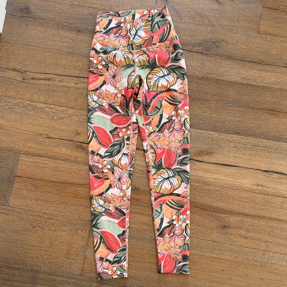 Beach Riot Tropical Floral Leggings - Pink and Green